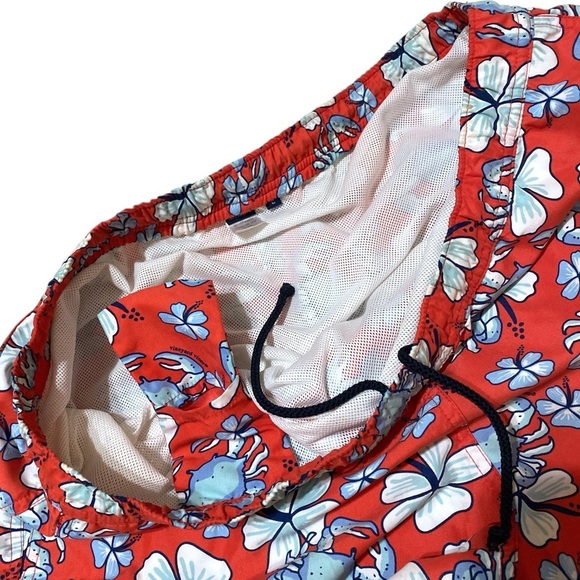 VINYARD VINES MEN’S SWIM SHORTS Floral Red Large Like New Drawstring Waistband - Picture 8 of 14